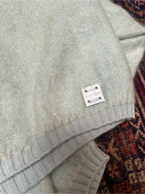 Vintage Givenchy Mohair Blend V-Neck Sweater in Seafoam Green
